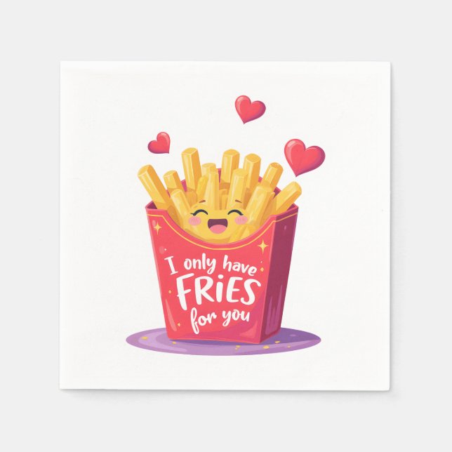 Guardanapo De Papel Cute Valentine French Fries Pun (Frente)