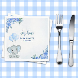 Guardanapo De Papel Cute Watercolor Elephant baby shower Boy