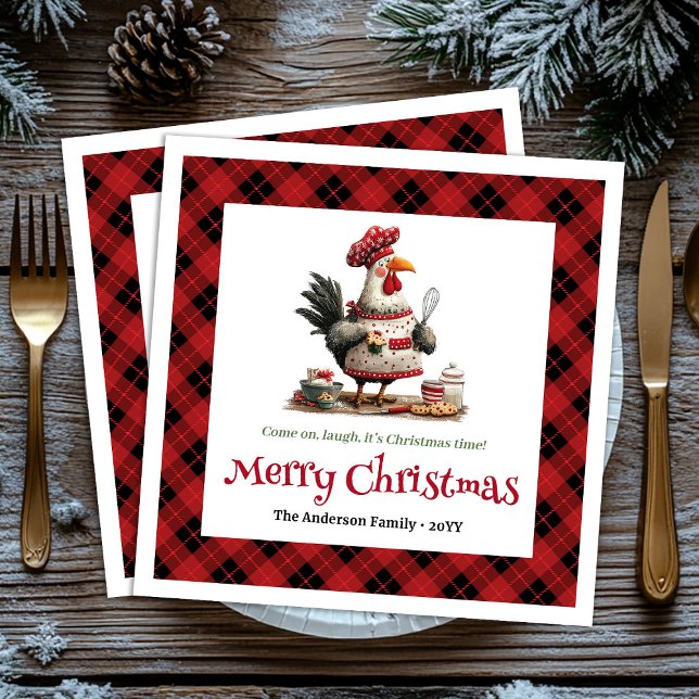 Guardanapo De Papel Cute Whimsical Chickens Editable Cartoon Style   (Cute Whimsical Chickens Editable Cartoon Style Christmas Napkins

)