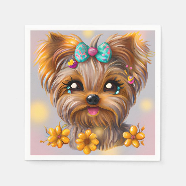 Guardanapo De Papel Cute Yorkie Kawaii (Frente)