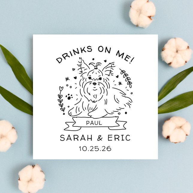 Guardanapo De Papel Cute Yorkshire terrier Cachorro Nupa Bebidas (Criador carregado)