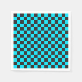 Guardanapo De Papel Cyan and charcoal checkerboard pattern
