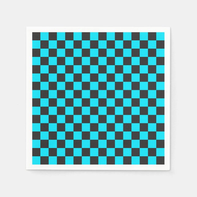 Guardanapo De Papel Cyan and charcoal checkerboard pattern (Frente)