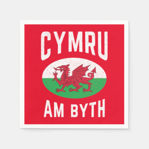 Guardanapo De Papel Cymru Am Byth Wales Flag Proud Welsh Vintage Rugby