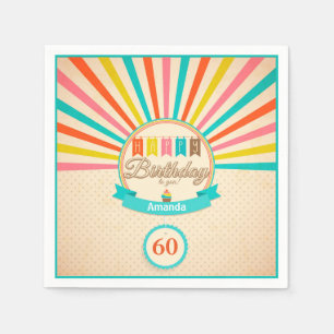 Guardanapo de papel da 60th celebração retro do