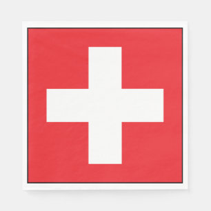 Guardanapo de papel da bandeira suíça quadrada