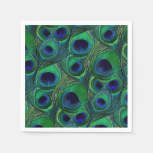 Guardanapo de papel da pena verde, azul, roxa do