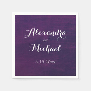 Guardanapo De Papel Da tipografia casamento roxo branco sobre