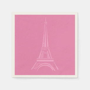 Guardanapo de papel da torre Eiffel cor-de-rosa de