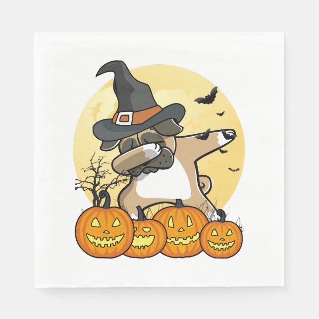 Guardanapo De Papel Dabbing Pug Halloween (Frente)