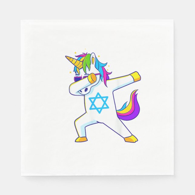 Guardanapo De Papel Dabbing Unicorn Hanukkah Jewish Dancing Chanukah K (Frente)