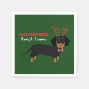 Guardanapo De Papel Dachshund Através De Cão-De-Boca-Neve