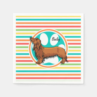 Guardanapo De Papel Dachshund de cabelos longos; Stripes brilhantes