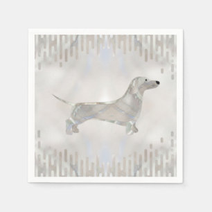 Guardanapo De Papel Dachshund dog - Doxie pérola silhueta