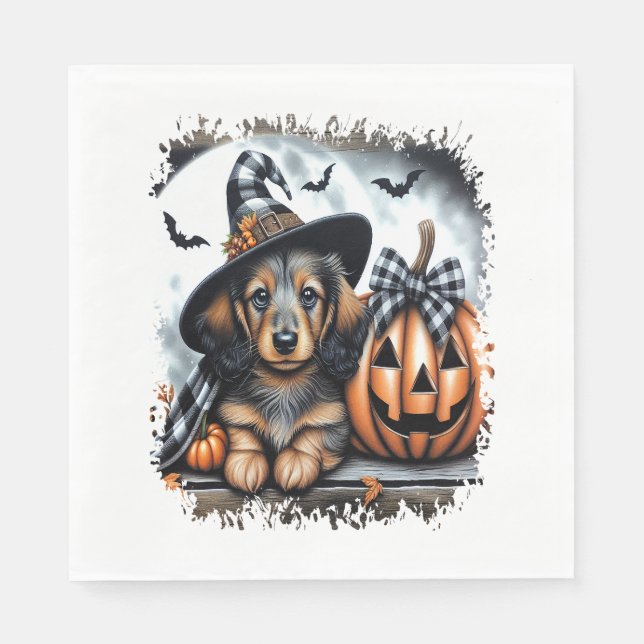 Guardanapo De Papel Dachshund Dog Halloween (Frente)