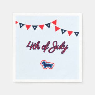 Guardanapo De Papel Dachshund Patriótico Vermelho Branco e Azul 4 de J