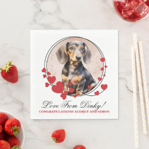 Guardanapo De Papel Dachshund Red Heart Frame com Cães Foto