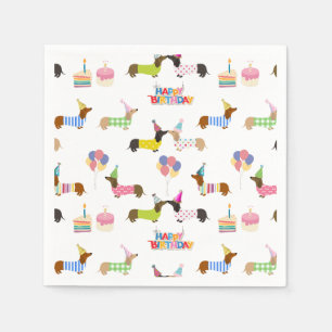 Guardanapo De Papel Dachshund Themed Birthday Napkins