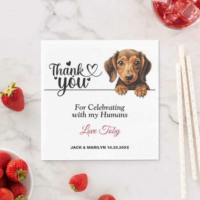 Guardanapo De Papel Dachshund Wedding Obrigado (Insitu)