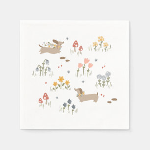 Guardanapo De Papel Dachshund Weiner Cachorros Adolescentes de Flor Se
