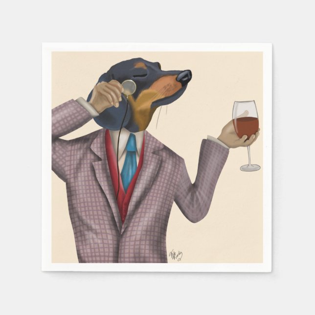 Guardanapo De Papel Dachshund Wine Snob (Frente)