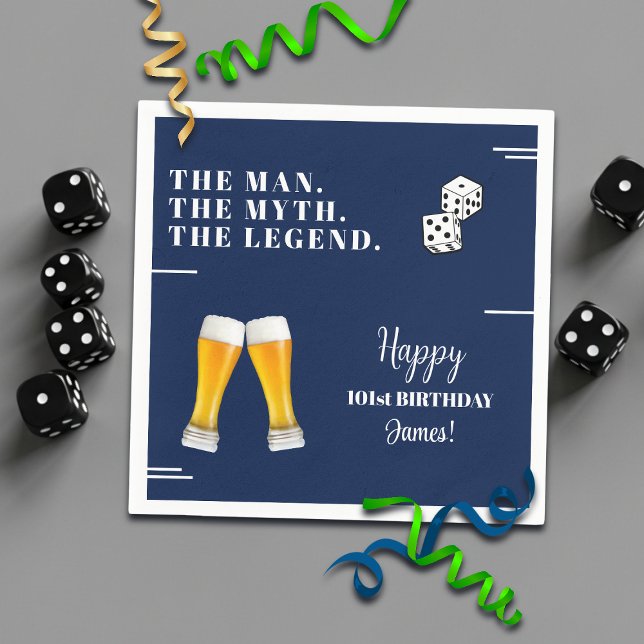 Guardanapo De Papel Dados Rolantes Chic Aniversário de 101 anos (Criador carregado)