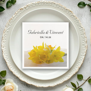 Guardanapo De Papel Daffodils Amarelos no Casamento da primavera Branc