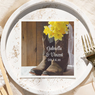 Guardanapo De Papel Daffodils e casamento ocidental do país das botas
