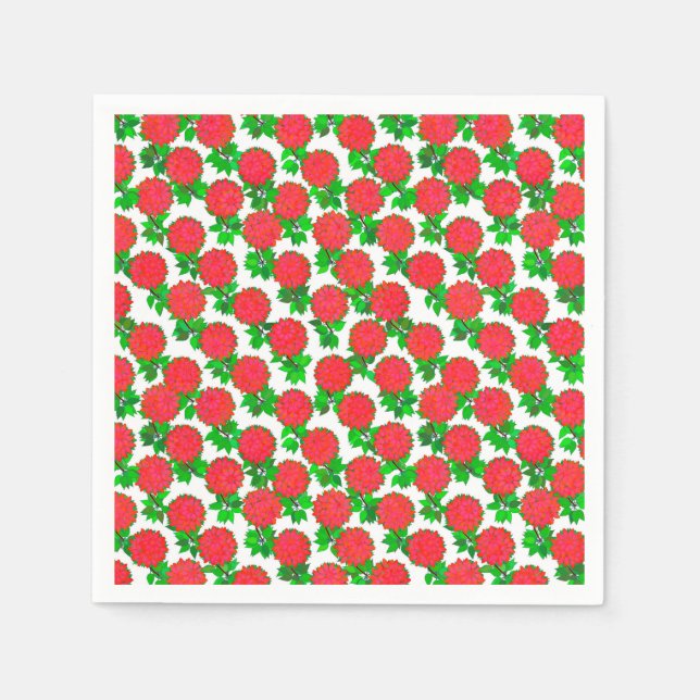 Guardanapo De Papel Dahlia flores em vermelho profundo (Frente)