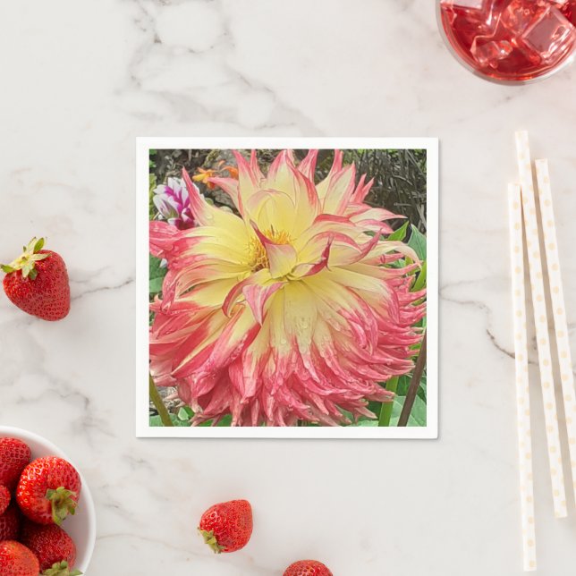 Guardanapo De Papel Dahlia Rosa e Amarelo (Insitu)