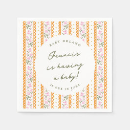 Guardanapo De Papel Dainty Wildflower Stripes Baby Shower Due Date