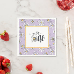 Guardanapo De Papel Daisy Birthday Napkin - Wild One - Roxo