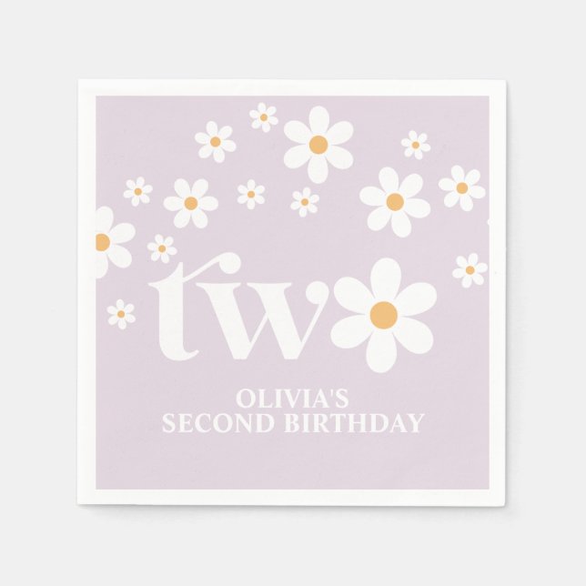 Guardanapo De Papel Daisy floral segundos aniversários (Frente)
