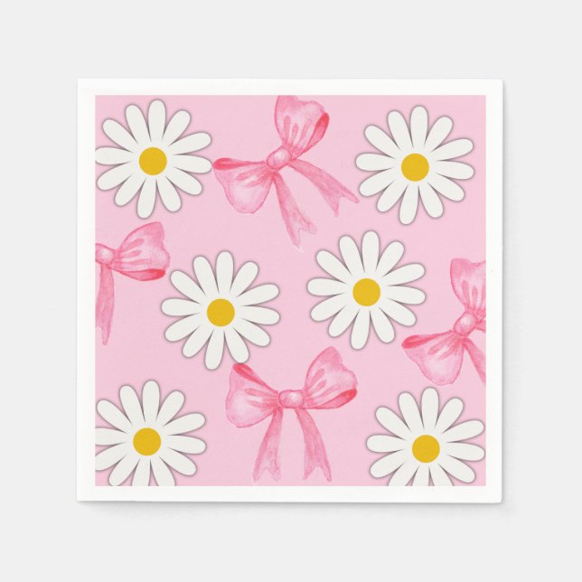Guardanapo De Papel Daisy Flower and Bow Napkin (Frente)