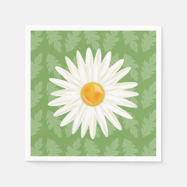 Guardanapo De Papel Daisy Flower Cartoon Illustration On Green (Ilustr (Frente)