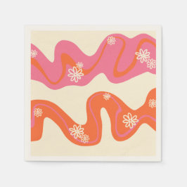 Guardanapo De Papel Daisy Groove - Rosa, Laranja e Creme