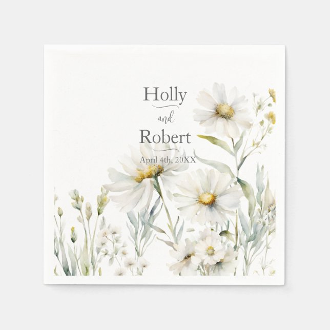 Guardanapo De Papel Daisy Wildflower Wedding (Frente)