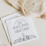 Guardanapo De Papel Dallas Deco Skyline | Evento de Casamento Napkins<br><div class="desc">Um conjunto único de guardanapos jantados, baseado no horizonte, adaptado especificamente ao seu futuro casamento na bela cidade de Dallas, Texas. Eles apresentam uma saudação no topo, seguida pelo nome e data da cidade. Esta é seguida pelos nomes da noiva e do noivo em uma fonte única e complementar de...</div>