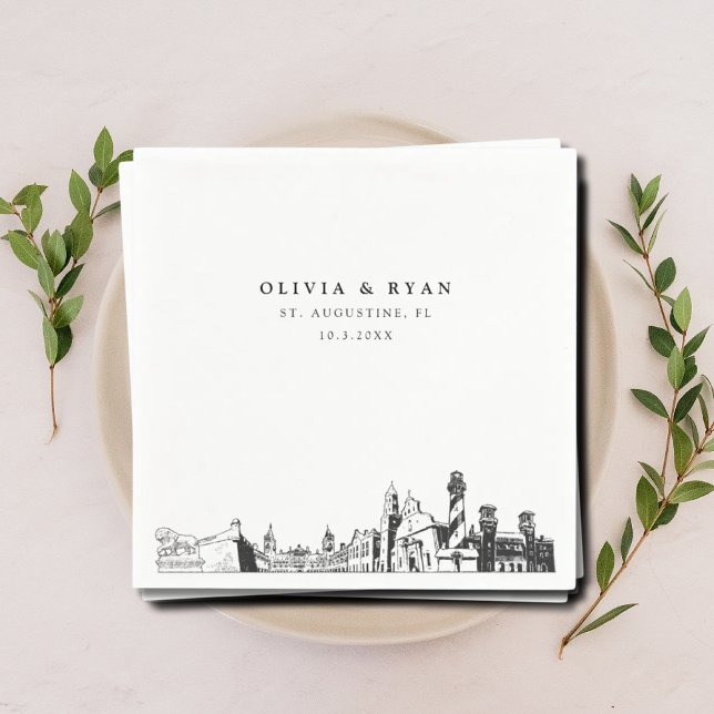 Guardanapo De Papel Dallas Skyline Weding Paper Cocktail Napkin (Dallas wedding napkin)