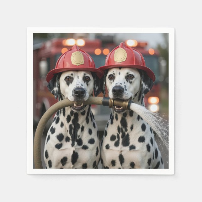 Guardanapo De Papel Dalmatian Dogs Holding a Fireman Hose (Frente)