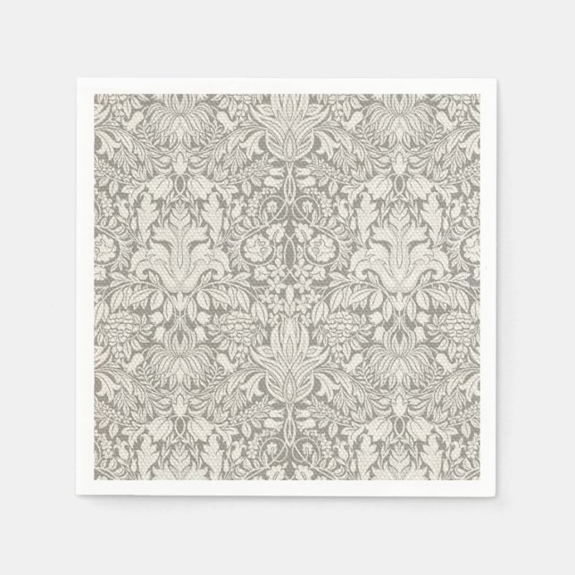 Guardanapo De Papel Damasco Branco Formal Discreto Tradicional (Frente)