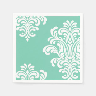 Guardanapo De Papel Damasco Branco sobre o Padrão Aqua