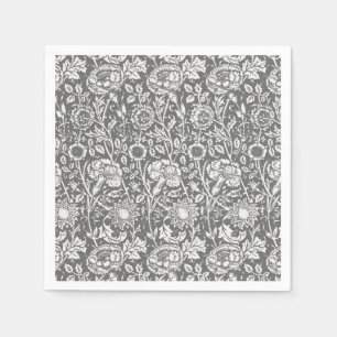 Guardanapo De Papel Damasco do cravo de Nouveau da arte, cinza/cinza
