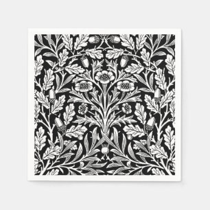 Guardanapo De Papel Damasco floral de Nouveau da arte, preto e branco