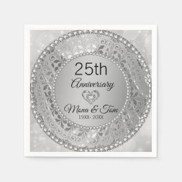 Guardanapo De Papel Damasco Floral De Prata E Coração