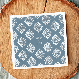 Guardanapo De Papel Damask Ambience Teal Cinza Elegante Casamento Napk