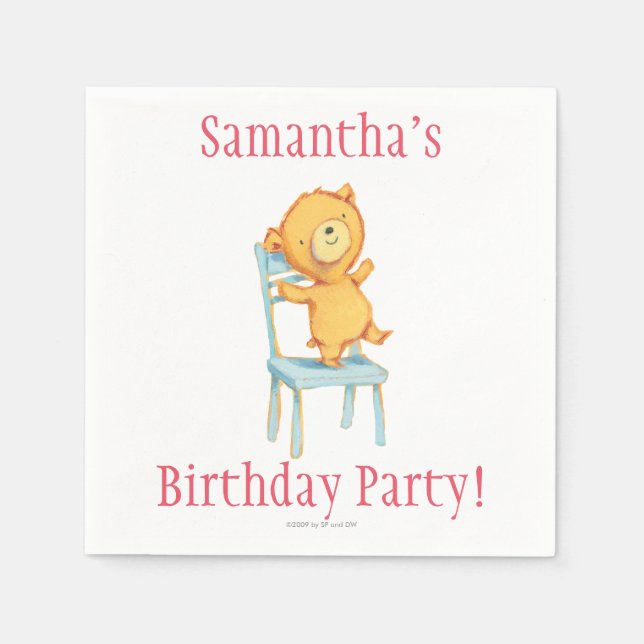 Guardanapo De Papel Dança de Urso Amarelo e Joga na Cadeira (Frente)