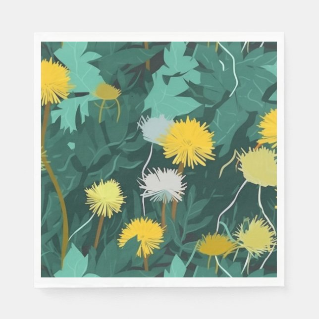 Guardanapo De Papel Dandeliões Amarelos de Verão (Frente)