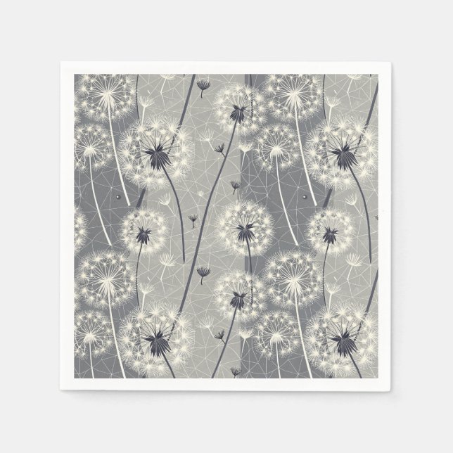 Guardanapo De Papel Dandelion monocromático moderno (Frente)