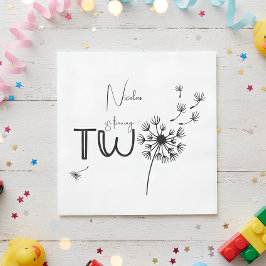 Guardanapo De Papel Dandelion monocromático, segundo aniversário